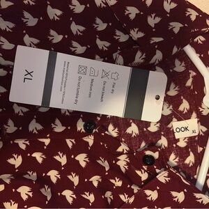 Maroon Bird Print Blouse XL